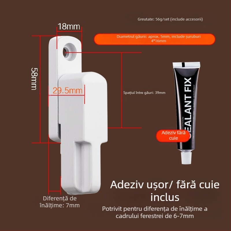 Top Valley încuietoare pentru ferestre casement – în formă de T, deschidere interioară/exterioară, aliaj de aluminiu, stil Light Luxury