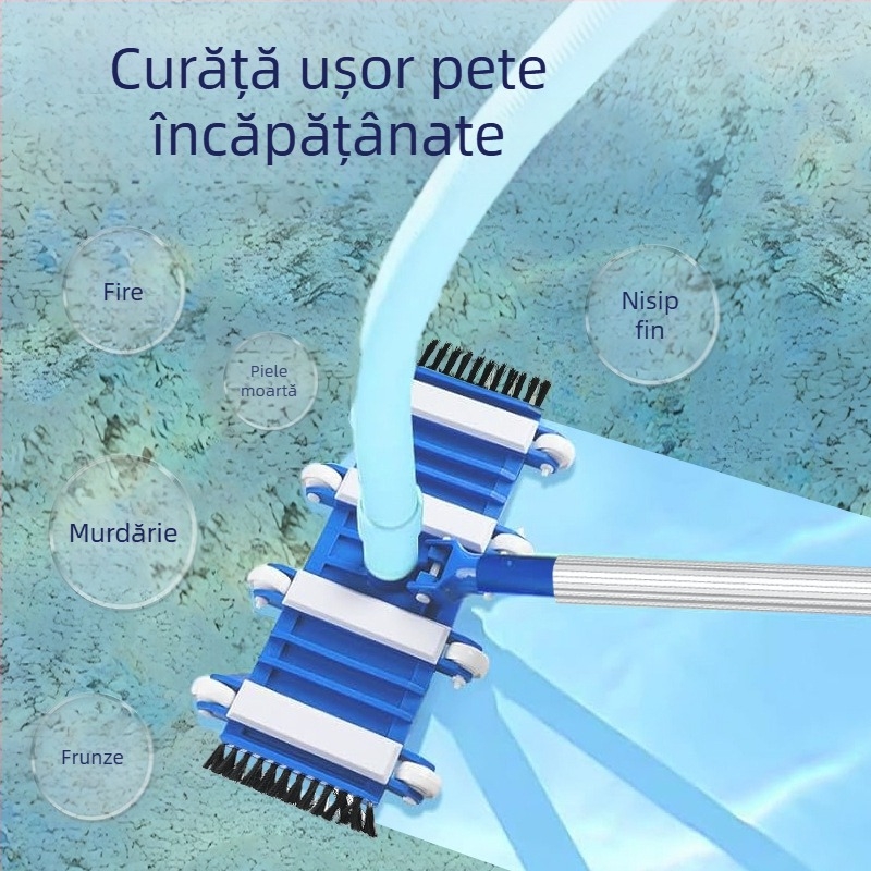 MONITOK Instrument de curățare piscină din oțel inoxidabil cu perie și accesorii cu ventuză de aspirație