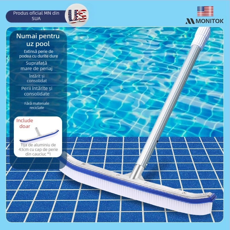 MONITOK Instrument de curățare piscină din oțel inoxidabil cu perie și accesorii cu ventuză de aspirație