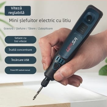 Unealtă portabilă electrică pentru lustruire și gravură pe jad, cu cap de freză, baterie Li-ion, 3.7V, cablu 0.6 m, greutate 0.5 kg