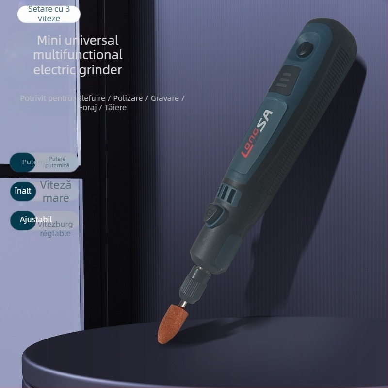 Unealtă portabilă electrică pentru lustruire și gravură pe jad, cu cap de freză, baterie Li-ion, 3.7V, cablu 0.6 m, greutate 0.5 kg