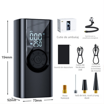 Shunwei pompă de aer pentru mașină fără fir, cu afișaj digital, 11.1V, 100W, debit 30 L/min