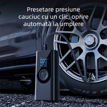 Shunwei pompă de aer pentru mașină fără fir, cu afișaj digital, 11.1V, 100W, debit 30 L/min