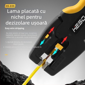 Clește automate pentru dezizolarea cablurilor - unealtă multifuncțională pentru electricieni, dezizolare și tăiere cabluri (Brand: HESO; Greutate: 180 g; Specificații: 8)