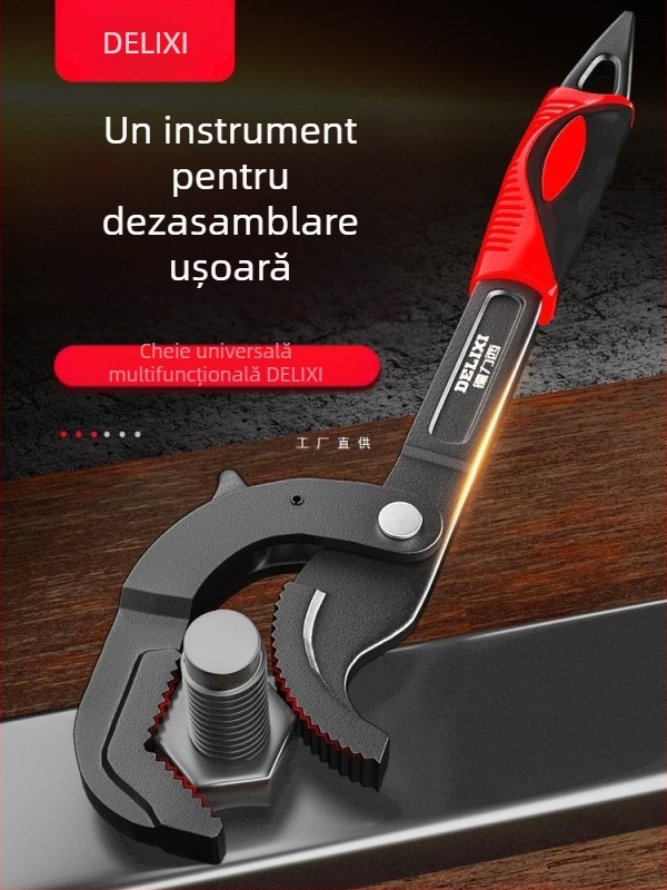 Set de chei universale cu cheie reglabilă, cheie pentru conducte și clește multifuncțional