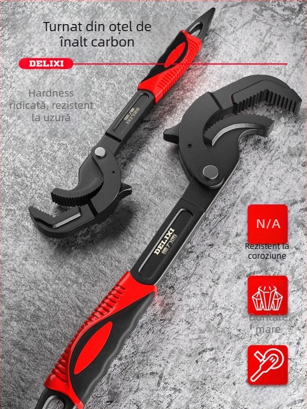 Set de chei universale cu cheie reglabilă, cheie pentru conducte și clește multifuncțional