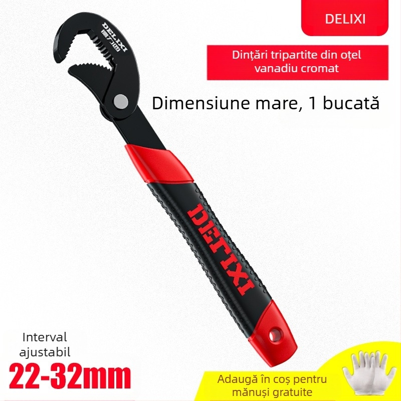 Set de chei universale cu cheie reglabilă, cheie pentru conducte și clește multifuncțional