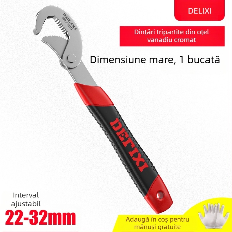 Set de chei universale cu cheie reglabilă, cheie pentru conducte și clește multifuncțional