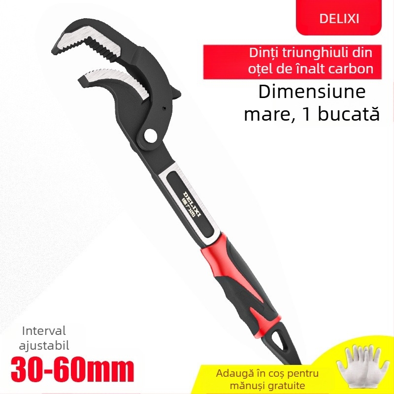 Set de chei universale cu cheie reglabilă, cheie pentru conducte și clește multifuncțional