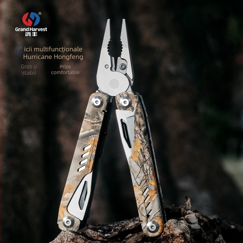 Clește multifuncțional pliabil cu nas subțire pentru camping – construcție din oțel inoxidabil, mânere din oțel inoxidabil 420, design pliant, include biti de extindere, greutate 284 g