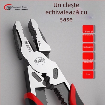 Clește pentru electricieni, clește multifuncțional cu mecanism excentric de economisire a efortului, clește universal industrial pentru tăierea sârmelor, capacitate de tăiere 4,6 mm