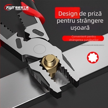 Clește pentru electricieni, clește multifuncțional cu mecanism excentric de economisire a efortului, clește universal industrial pentru tăierea sârmelor, capacitate de tăiere 4,6 mm