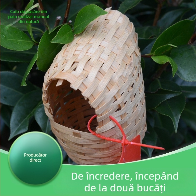 Cuib de păsări din bambus – decor de grădină suspendat, respirabil (Material: Bambus; Origine: Fujian; Brand: Nature; Destinat pentru: Pasăre)