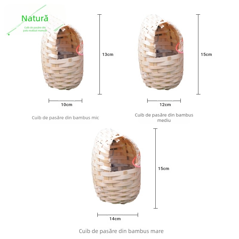 Cuib de păsări din bambus – decor de grădină suspendat, respirabil (Material: Bambus; Origine: Fujian; Brand: Nature; Destinat pentru: Pasăre)