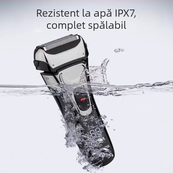 Aparat de ras electric cu cap plutitor, trei lame reciproce, lavabil, autonomie baterie 80 de minute, încărcare în 2 ore