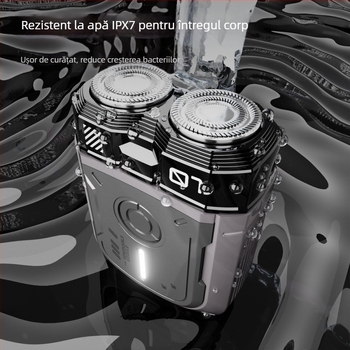 Aparat electric de ras pentru uz umed și uscat, pentru întregul corp, cu baterie încorporată, cap rotativ cu două lame, cap flotant, motor cu perii