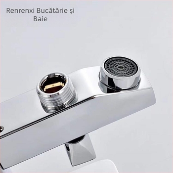 Robinet de duș din cupru, amestecător cu apă caldă/rece, cap de duș triplu, model AT049, intrări de 15 mm