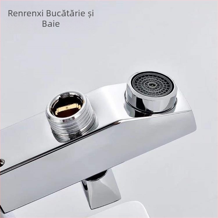 Robinet de duș din cupru, amestecător cu apă caldă/rece, cap de duș triplu, model AT049, intrări de 15 mm