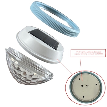 Lumină LED plutitoare solară pentru gazon, apă, curte și piscină – ABS plastic, IP67, sursă LED, alimentare solară