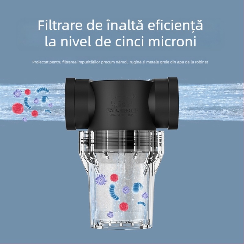Pre-filtru inline pentru apă potabilă – filtru din oțel inoxidabil, filtrare nivel 1, îndepărtare depuneri și sediment, element filtrant înlocuibil