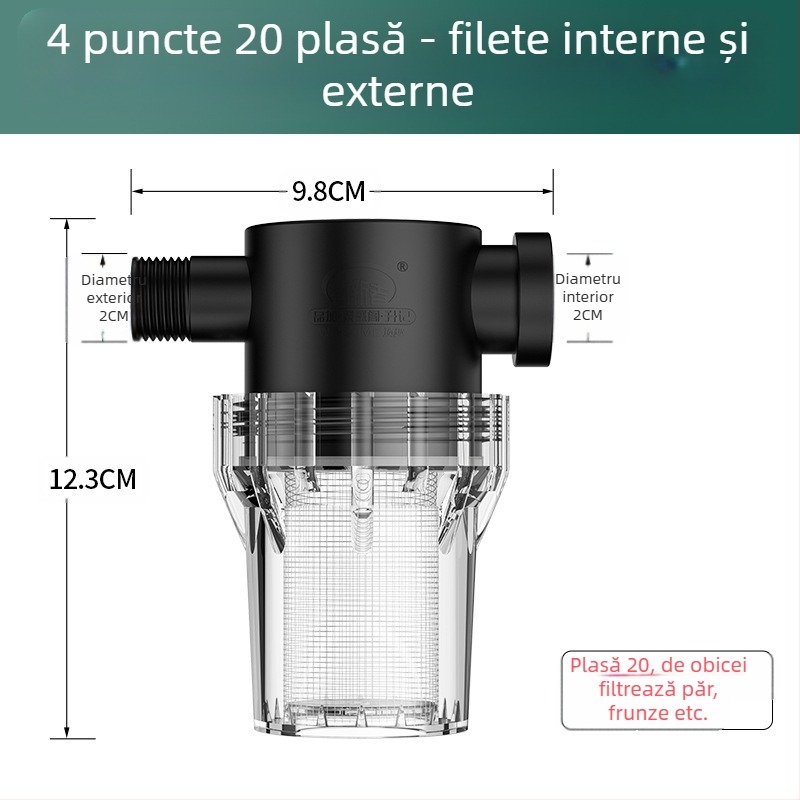 Pre-filtru inline pentru apă potabilă – filtru din oțel inoxidabil, filtrare nivel 1, îndepărtare depuneri și sediment, element filtrant înlocuibil