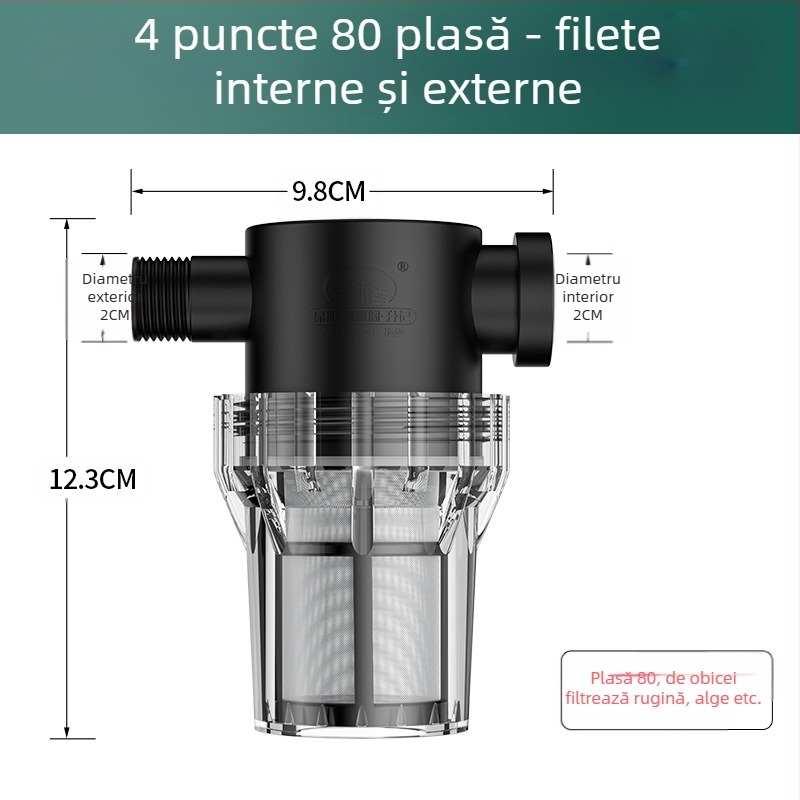 Pre-filtru inline pentru apă potabilă – filtru din oțel inoxidabil, filtrare nivel 1, îndepărtare depuneri și sediment, element filtrant înlocuibil