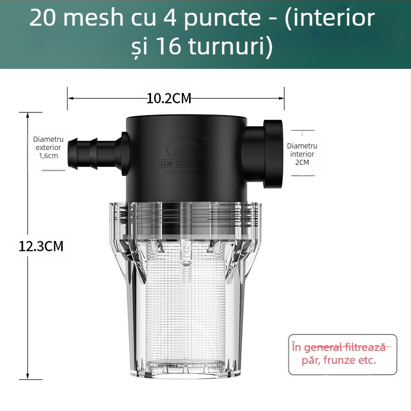 Pre-filtru inline pentru apă potabilă – filtru din oțel inoxidabil, filtrare nivel 1, îndepărtare depuneri și sediment, element filtrant înlocuibil