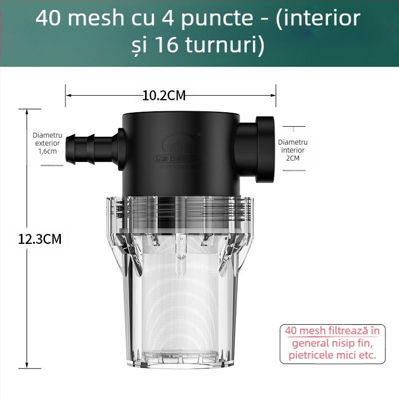 Pre-filtru inline pentru apă potabilă – filtru din oțel inoxidabil, filtrare nivel 1, îndepărtare depuneri și sediment, element filtrant înlocuibil