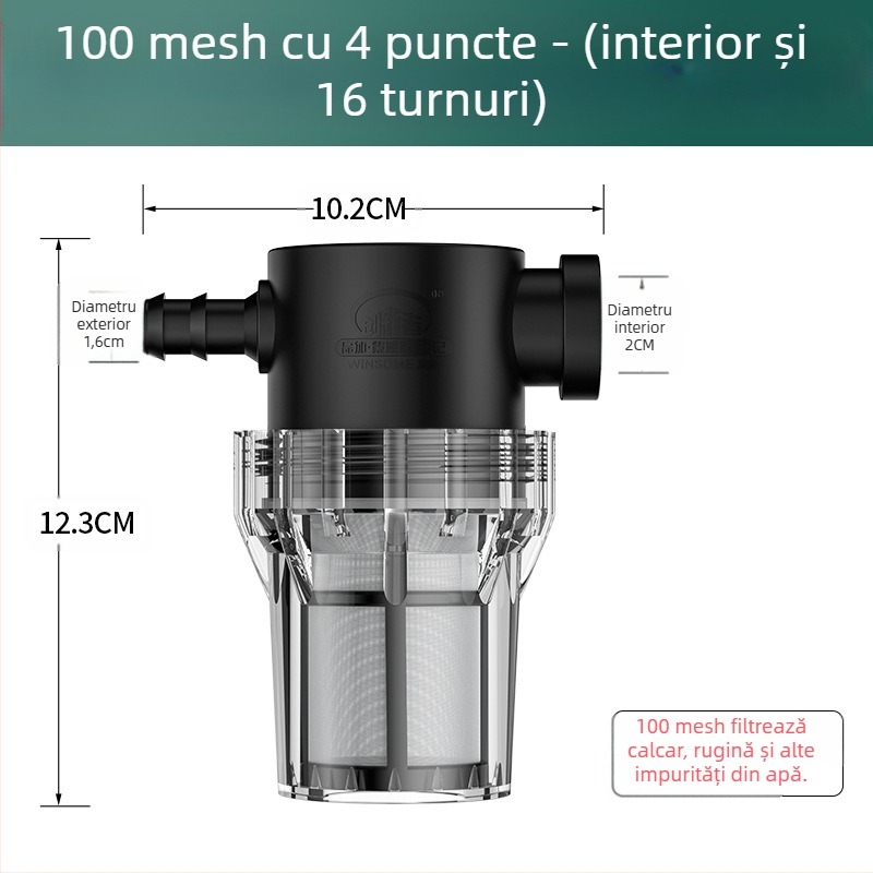 Pre-filtru inline pentru apă potabilă – filtru din oțel inoxidabil, filtrare nivel 1, îndepărtare depuneri și sediment, element filtrant înlocuibil