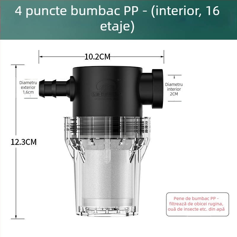 Pre-filtru inline pentru apă potabilă – filtru din oțel inoxidabil, filtrare nivel 1, îndepărtare depuneri și sediment, element filtrant înlocuibil