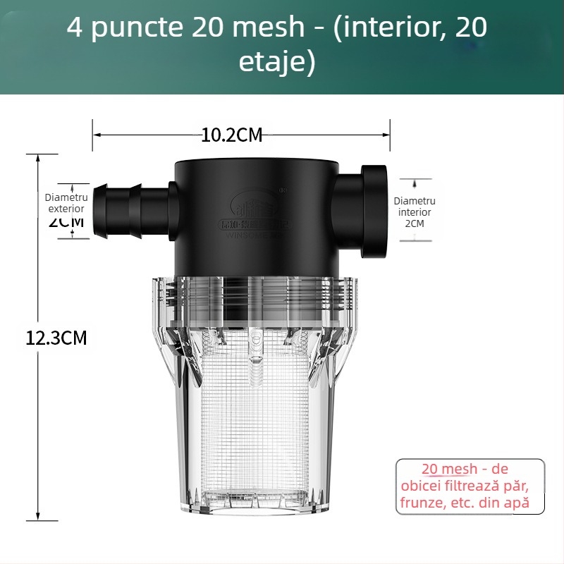 Pre-filtru inline pentru apă potabilă – filtru din oțel inoxidabil, filtrare nivel 1, îndepărtare depuneri și sediment, element filtrant înlocuibil