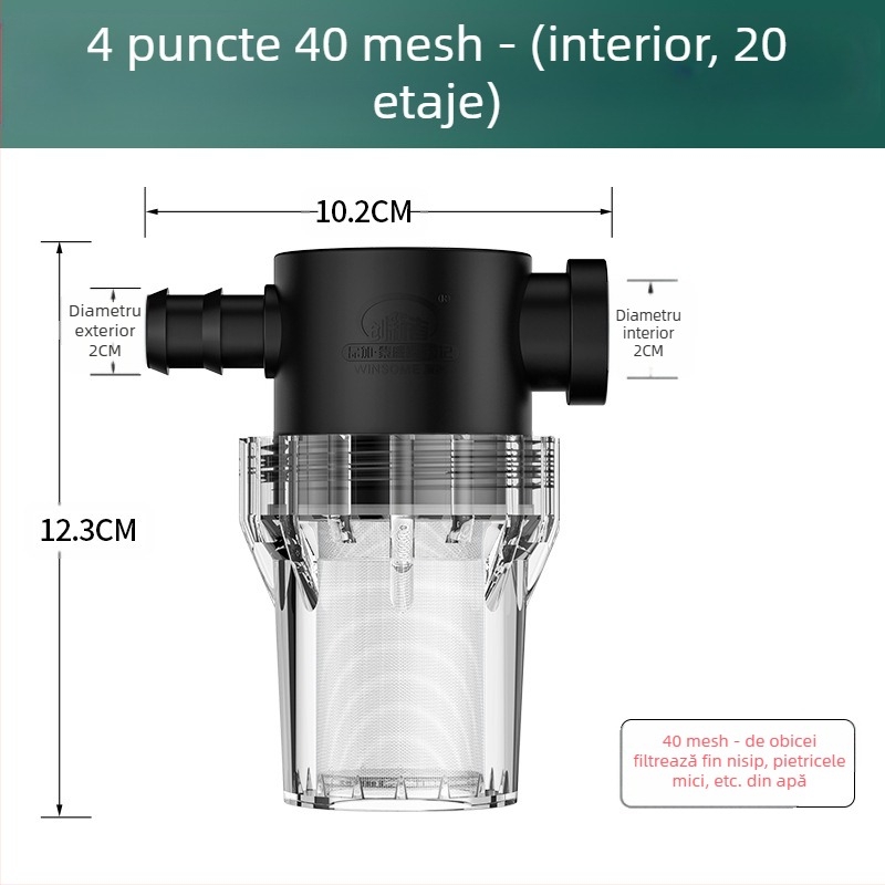 Pre-filtru inline pentru apă potabilă – filtru din oțel inoxidabil, filtrare nivel 1, îndepărtare depuneri și sediment, element filtrant înlocuibil
