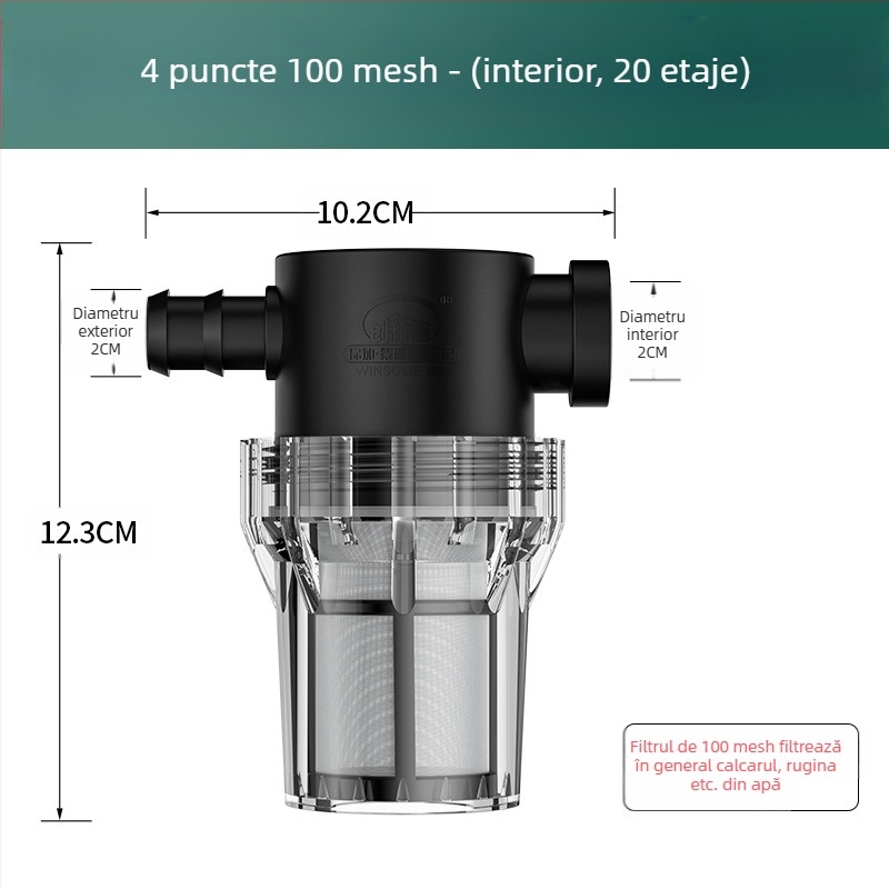 Pre-filtru inline pentru apă potabilă – filtru din oțel inoxidabil, filtrare nivel 1, îndepărtare depuneri și sediment, element filtrant înlocuibil
