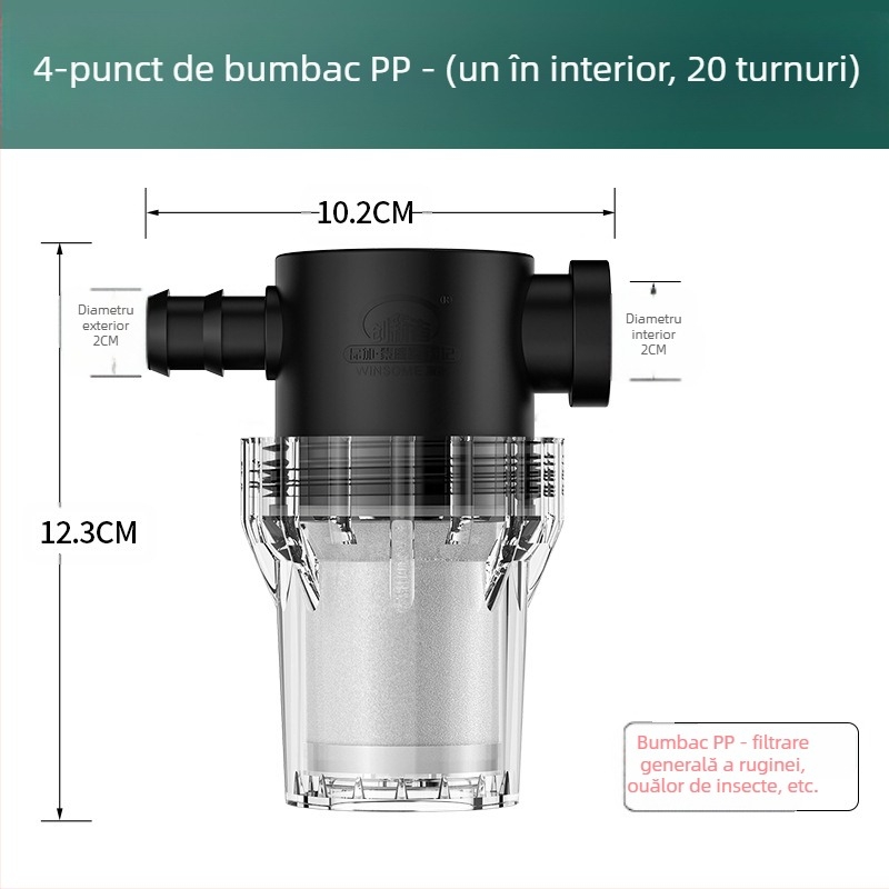 Pre-filtru inline pentru apă potabilă – filtru din oțel inoxidabil, filtrare nivel 1, îndepărtare depuneri și sediment, element filtrant înlocuibil