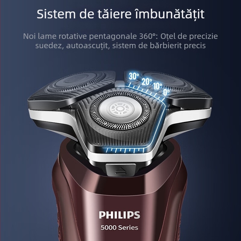 Philips aparat de ras electric cu cap rotativ de 3 părți, pentru utilizare umedă și uscată, afișaj LED, baterie încorporată, autonomie de aproximativ 60 de minute