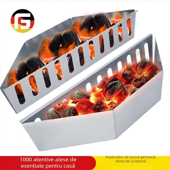 GF coș galvanizat pentru cărbune, pentru BBQ în aer liber – coș de fum, reutilizabil, stil modern minimalist