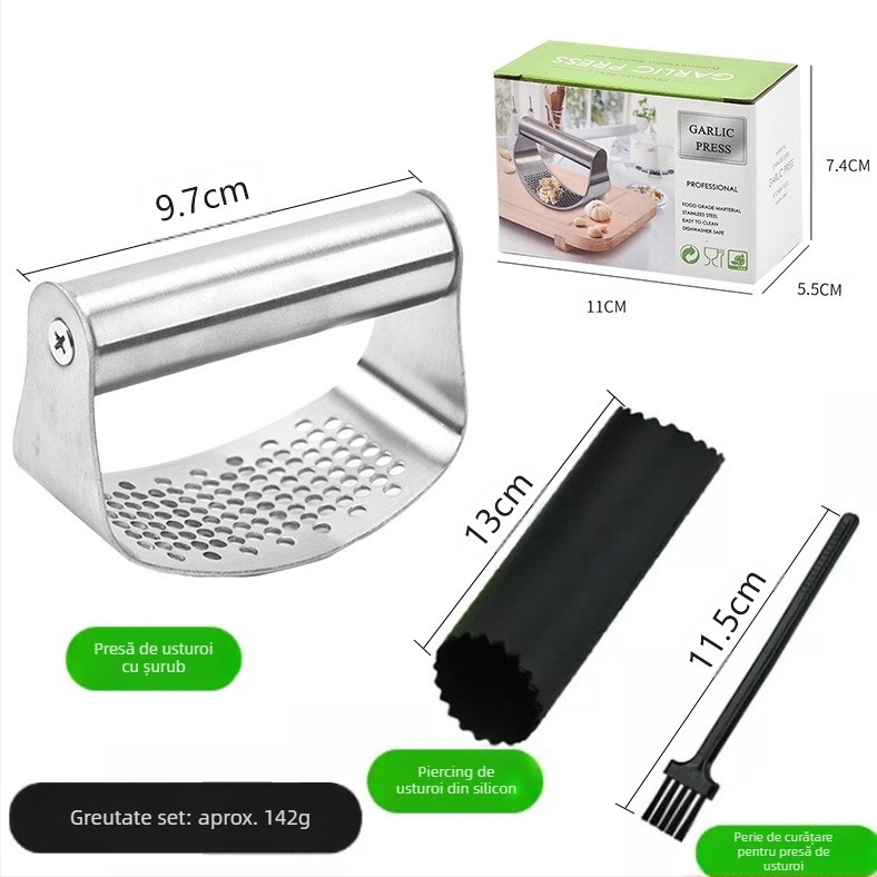 Presă de usturoi – oțel inoxidabil 304, multifuncțională, brand Pin Hengzuo, personalizare și imprimare logo