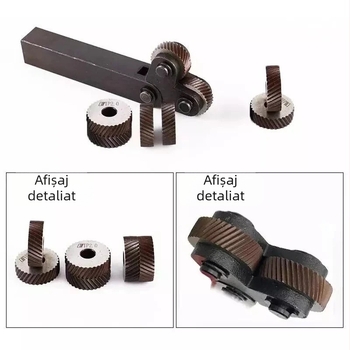 Set knurling cu două role, 7 piese, pas șurub 0,5/1/2 mm, unealtă de strung cu disc