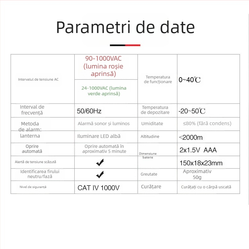 UT12D tester de tensiune fără atingere – precizie înaltă, pentru electricieni, 24–1000 V