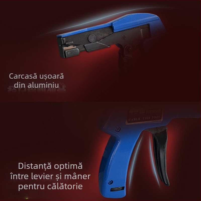 Pistol pentru legături de cablu din nylon HS-600A – strângere automată și tăiere, clește pentru bucle de cablu, Huasheng, Origine: Wenzhou, Material: Alt