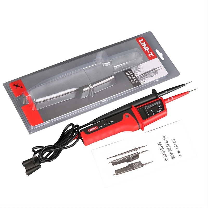 Stilou tester de tensiune UT15A/UT15B/UT15C, impermeabil, măsoară tensiune trifazică AC, seria UNI-T UT15, interval 0-10