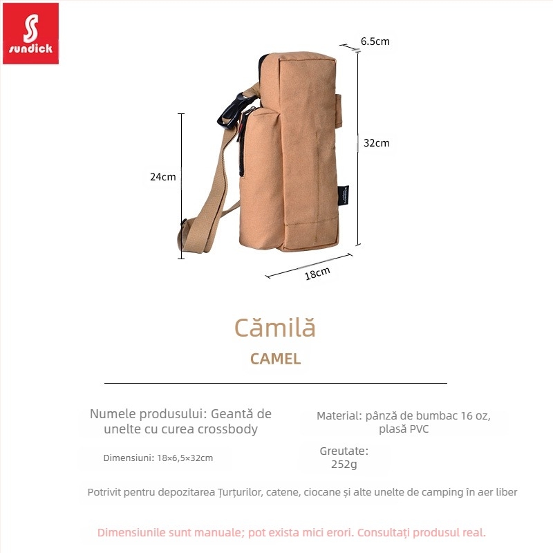 Mountain Guest Organizator pentru camping — geantă de depozitare din pânză groasă, curea crossbody pentru accesorii de cort