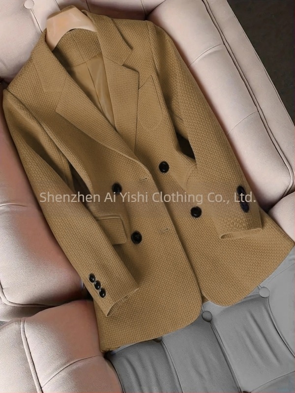 Sacou de damă pentru costum, rever de sacou, mâneci lungi, nasturi în două rânduri, material poliester 95%+, design colaj/patchwork