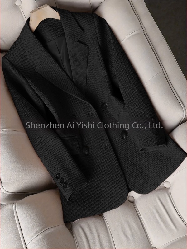 Sacou de damă pentru costum, rever de sacou, mâneci lungi, nasturi în două rânduri, material poliester 95%+, design colaj/patchwork