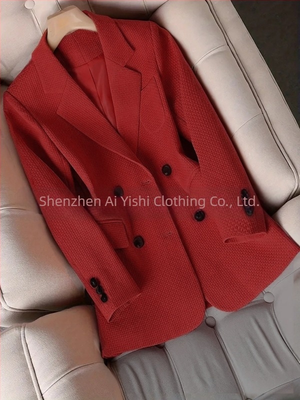 Sacou de damă pentru costum, rever de sacou, mâneci lungi, nasturi în două rânduri, material poliester 95%+, design colaj/patchwork