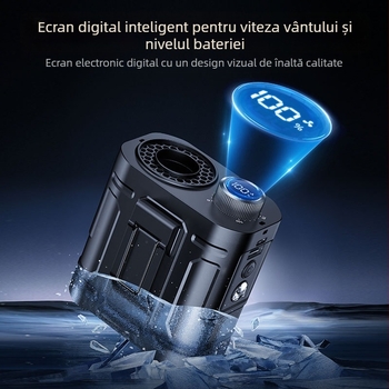 Ventilator pentru talie cu baterie încorporată de 6000mAh, afișaj digital, reglare fără trepte, lumină de noapte, reîncărcabil, motor brushless