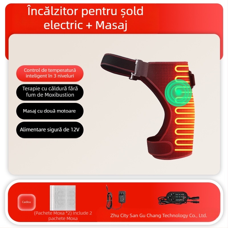 Dispozitiv de fizioterapie a șoldului pentru reabilitare postoperatorie — terapie cu infraroșu, masaj încălzitor, Moxibustion, alimentare USB/AC, control mecanic