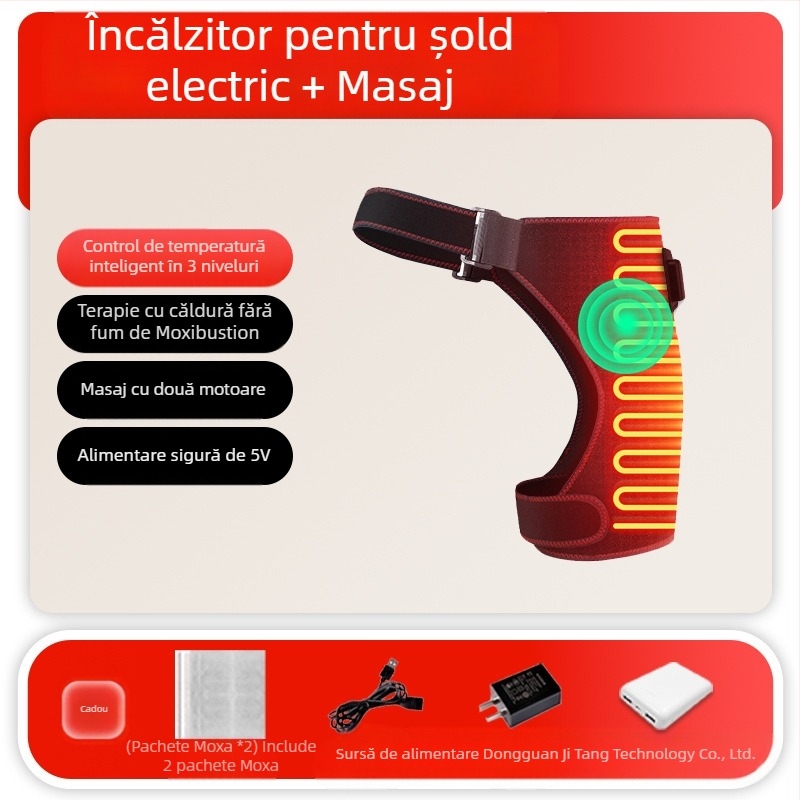 Dispozitiv de fizioterapie a șoldului pentru reabilitare postoperatorie — terapie cu infraroșu, masaj încălzitor, Moxibustion, alimentare USB/AC, control mecanic