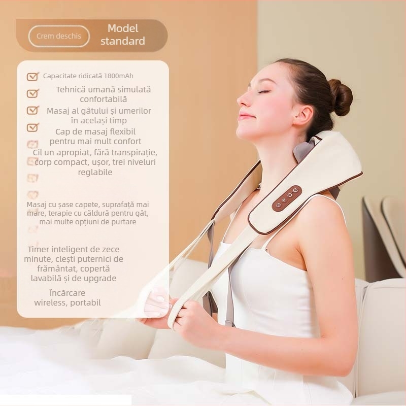 Bei Li – Șal de masaj pentru umeri și gât, cu 6 capete, terapie infraroșie, temporizator, model BL-JSS-317