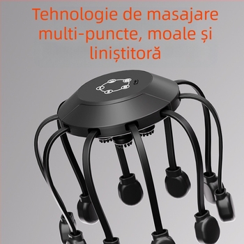 Masaj de cap cu Bluetooth, design octopus, reîncărcabil, vibrație în 4 trepte, model 2987